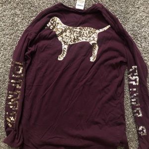 PINK maroon long sleeve with gold glitter